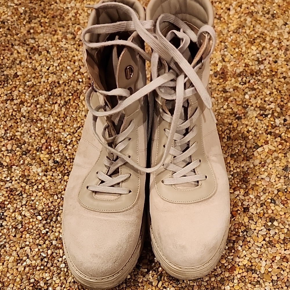 Avellini Beige Leather/Suede Women's High-Top Sneakers